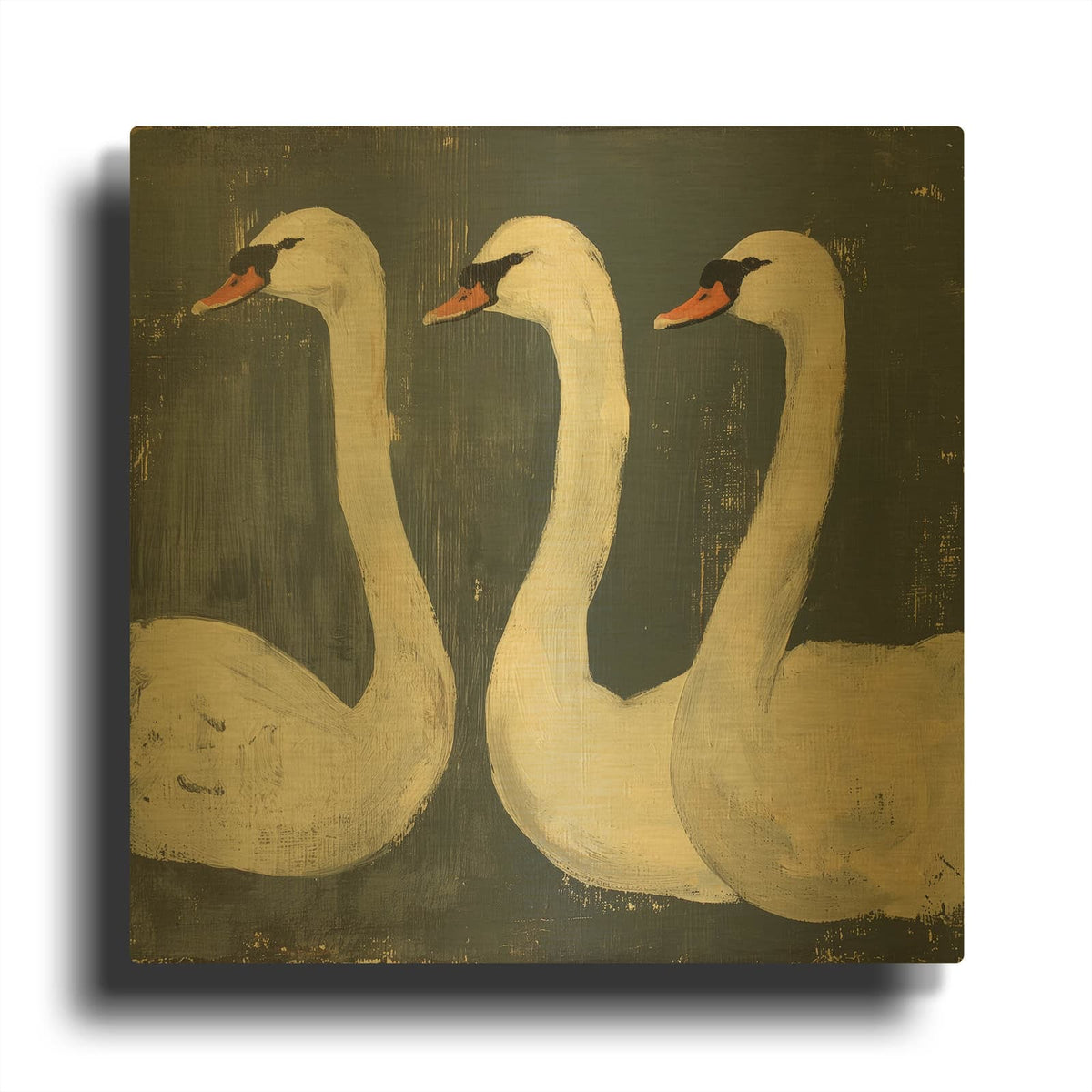 'Swam Trios' By Svetlana Aleynikova Gold Metal Wall Art