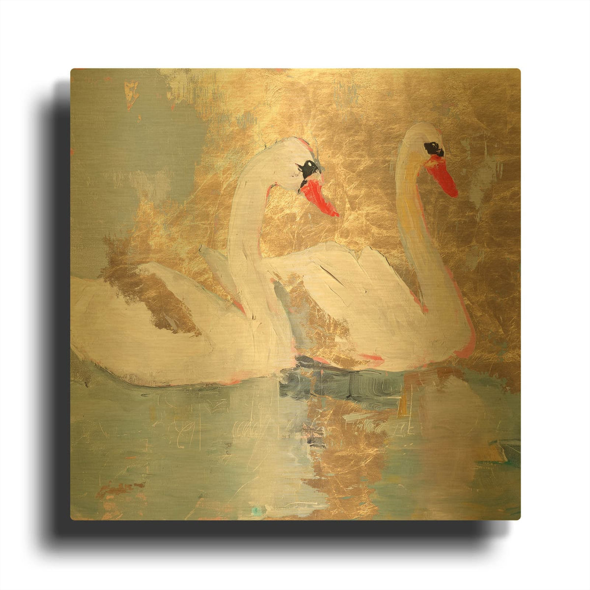 'Swans In Gold' By Svetlana Aleynikova Gold Metal Wall Art