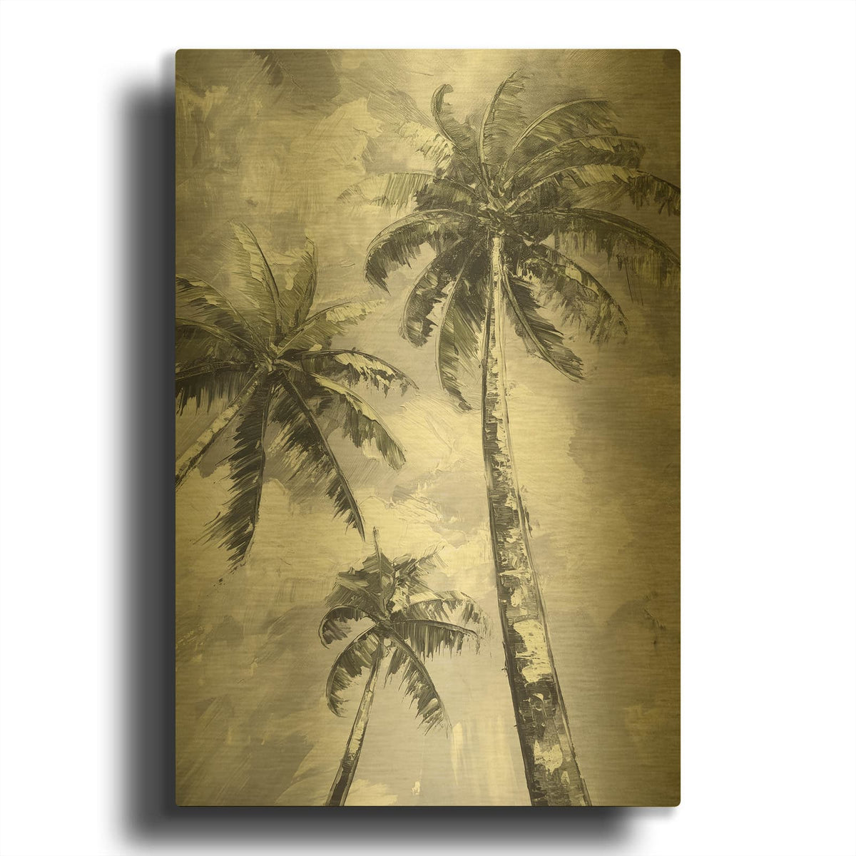 'Three Palms' By Svetlana Aleynikova Gold Metal Wall Art
