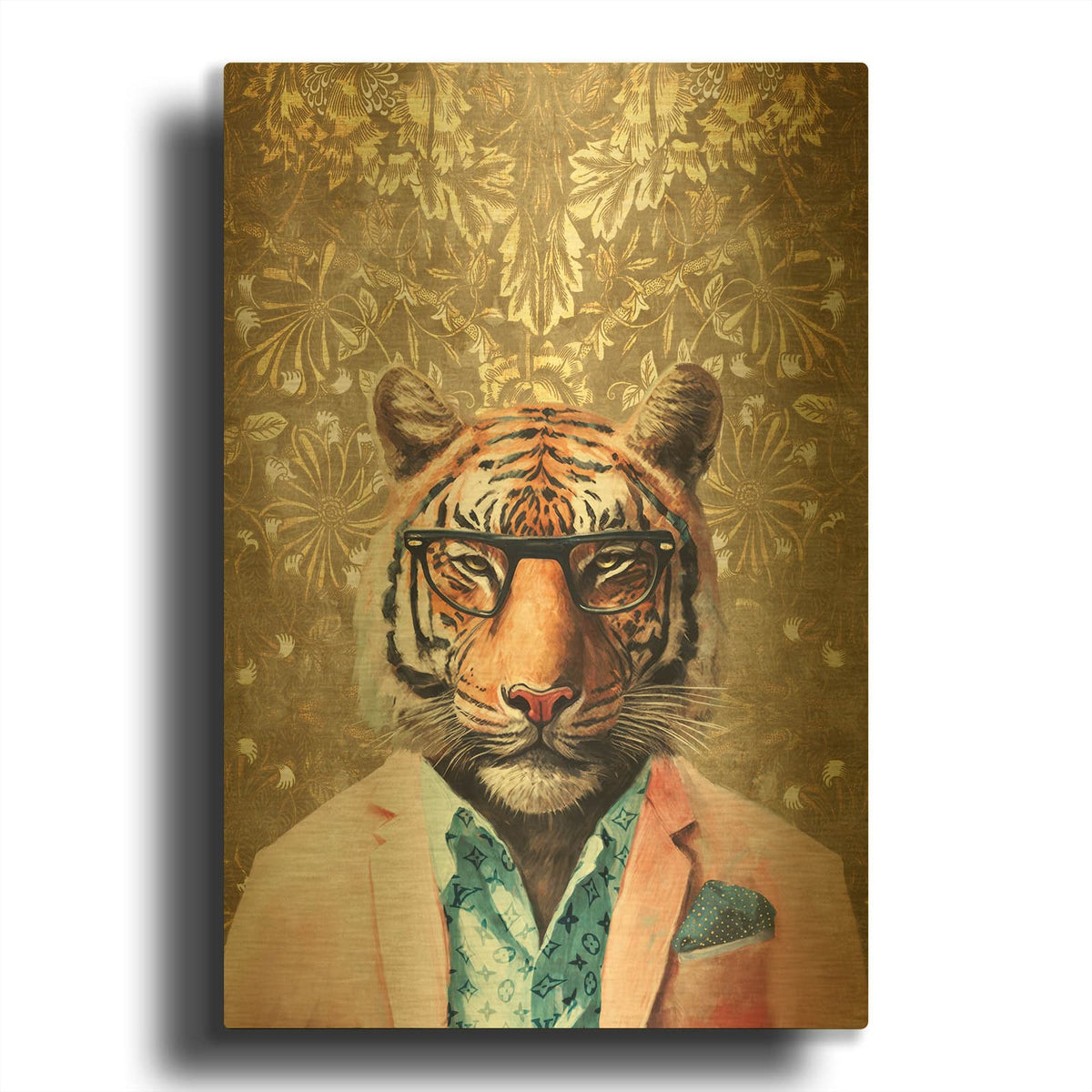 'Tiger With Gold Wall' By Svetlana Aleynikova Gold Metal Wall Art