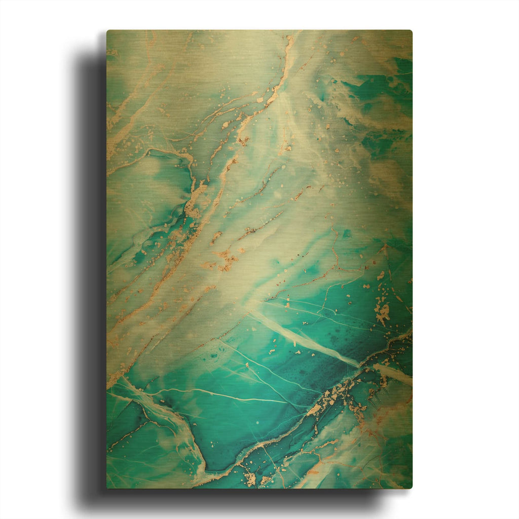 'Turquoise Crystal Layers' By Svetlana Aleynikova Gold Metal Wall Art