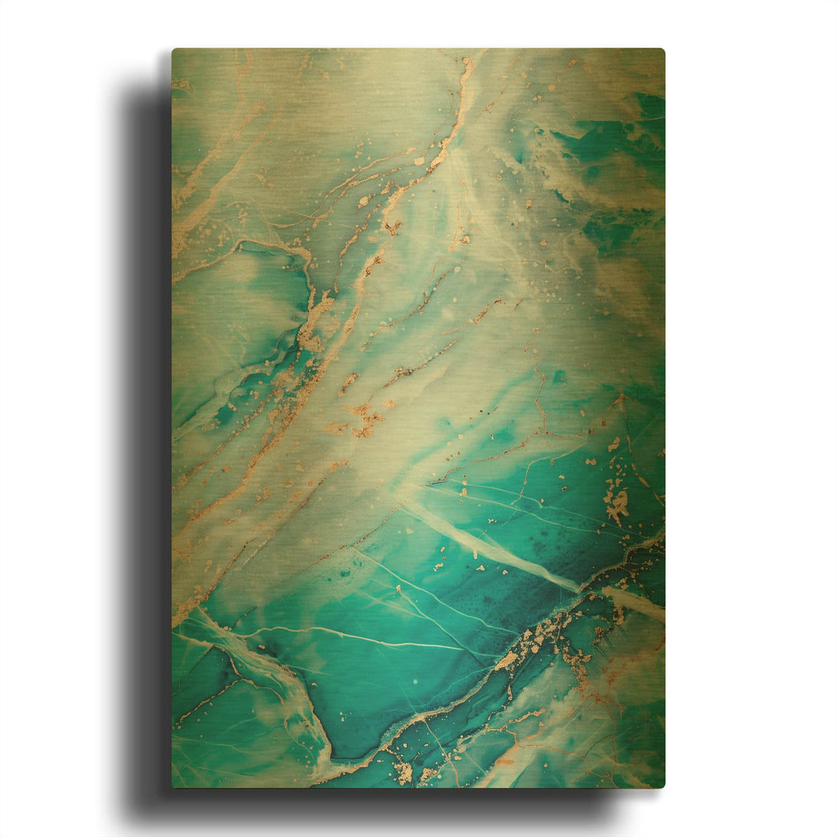 'Turquoise Crystal Layers' By Svetlana Aleynikova Gold Metal Wall Art