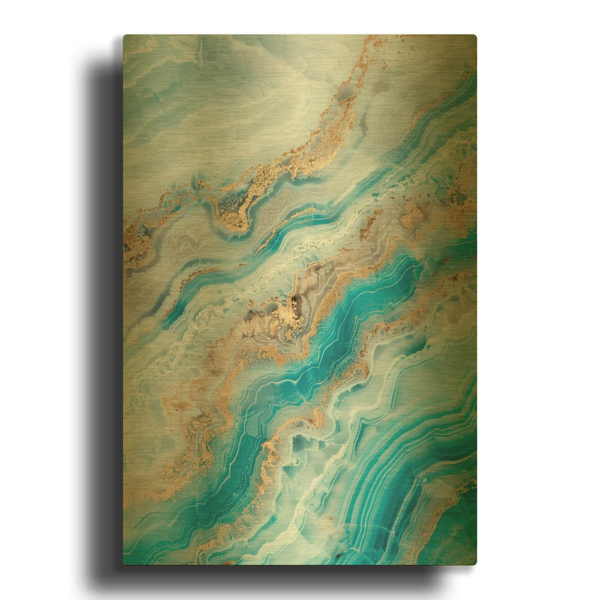 'Turquoise Crystal With Gold' By Svetlana Aleynikova Gold Metal Wall Art