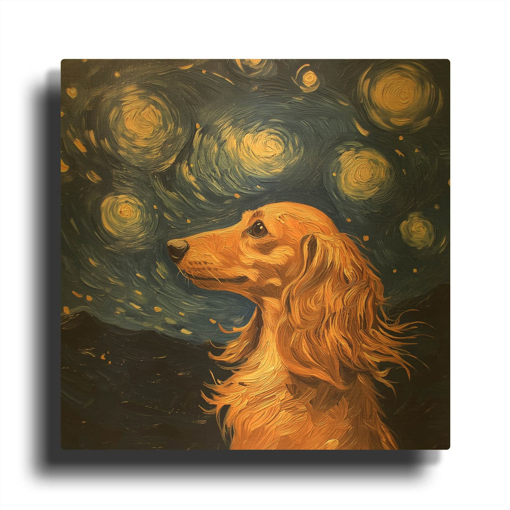 'Van Gosh Dachshund' By Svetlana Aleynikova Gold Metal Wall Art