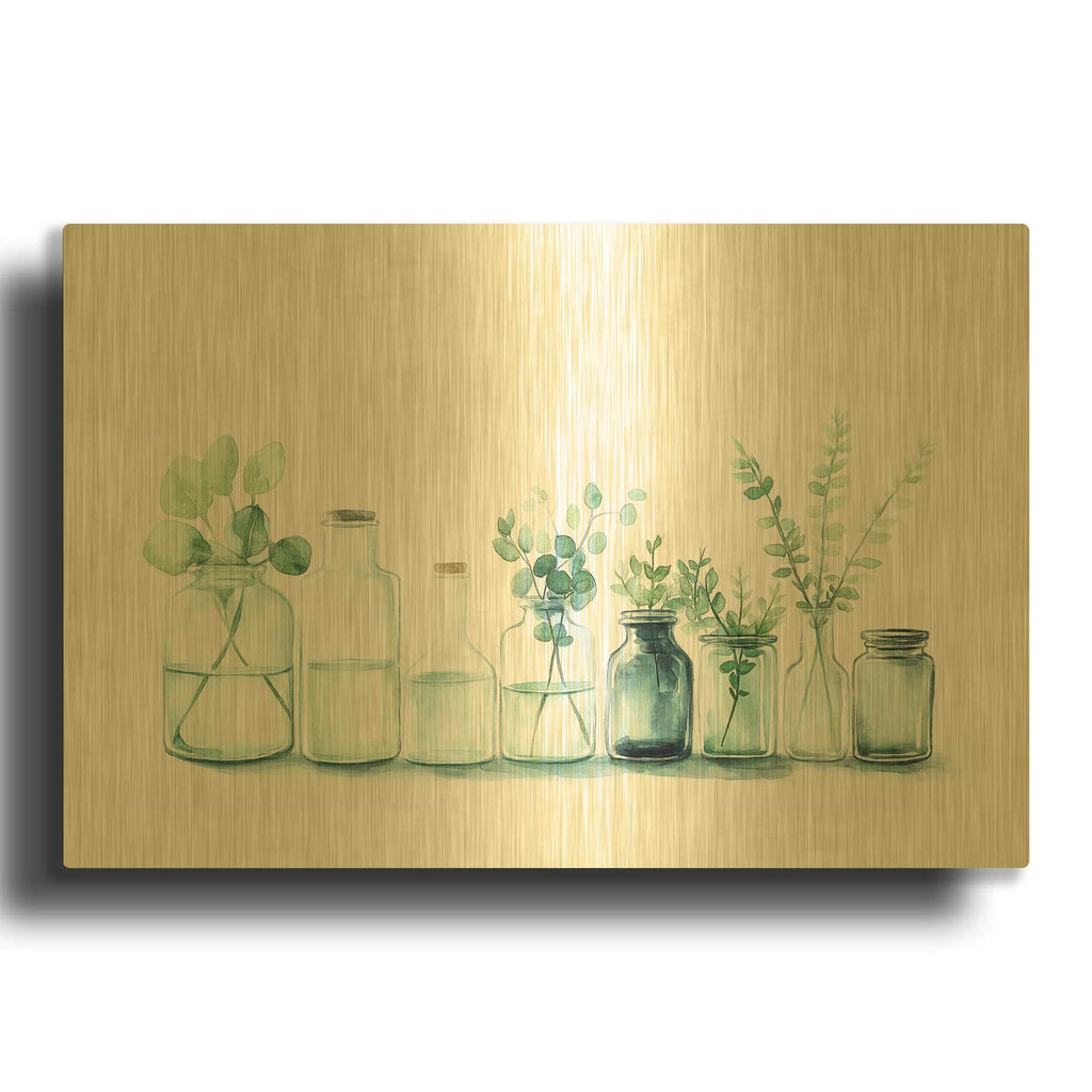 'Vessels Of Green' By Svetlana Aleynikova Gold Metal Wall Art