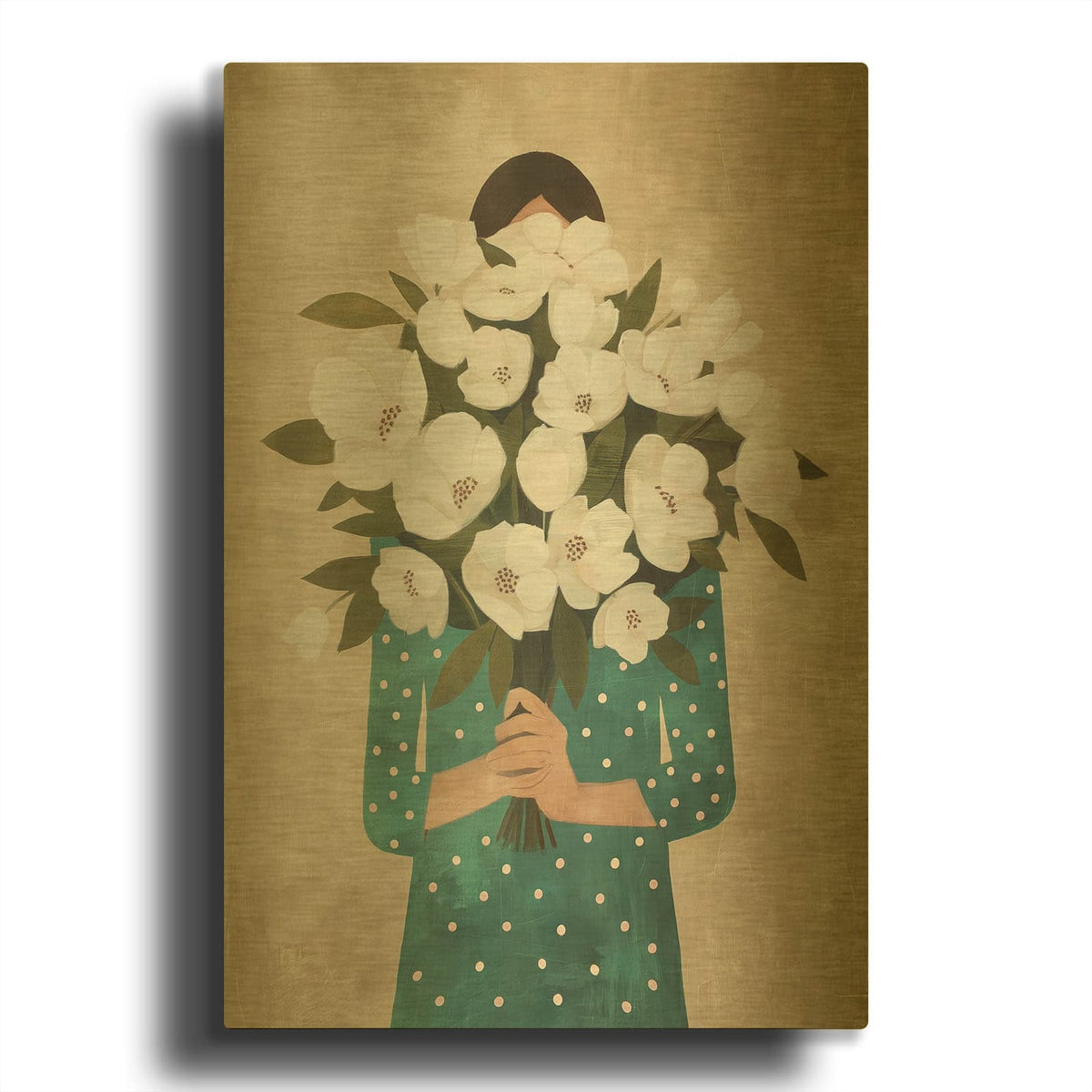 'White Bouquet' By Svetlana Aleynikova Gold Metal Wall Art