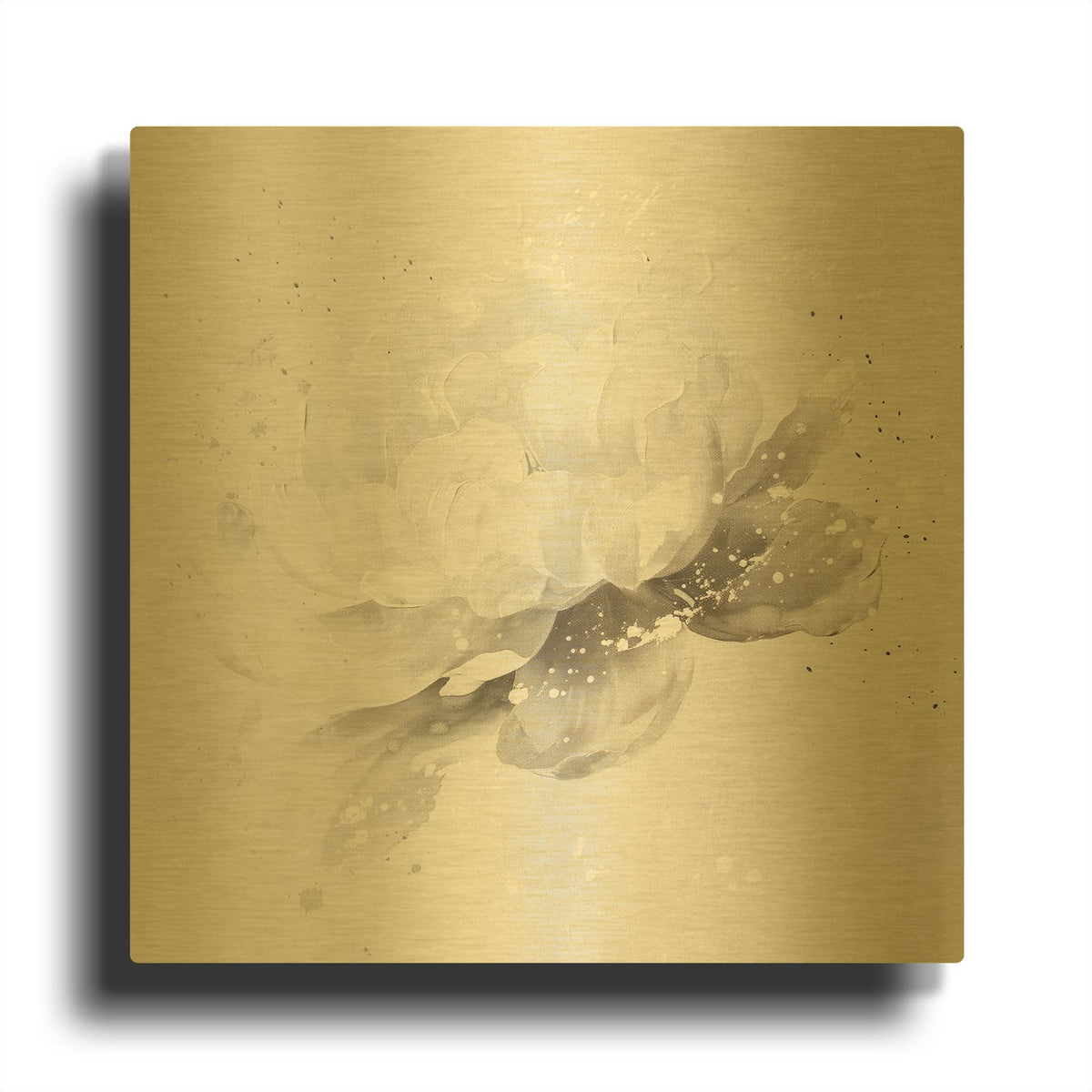 'White Peony' By Svetlana Aleynikova Gold Metal Wall Art