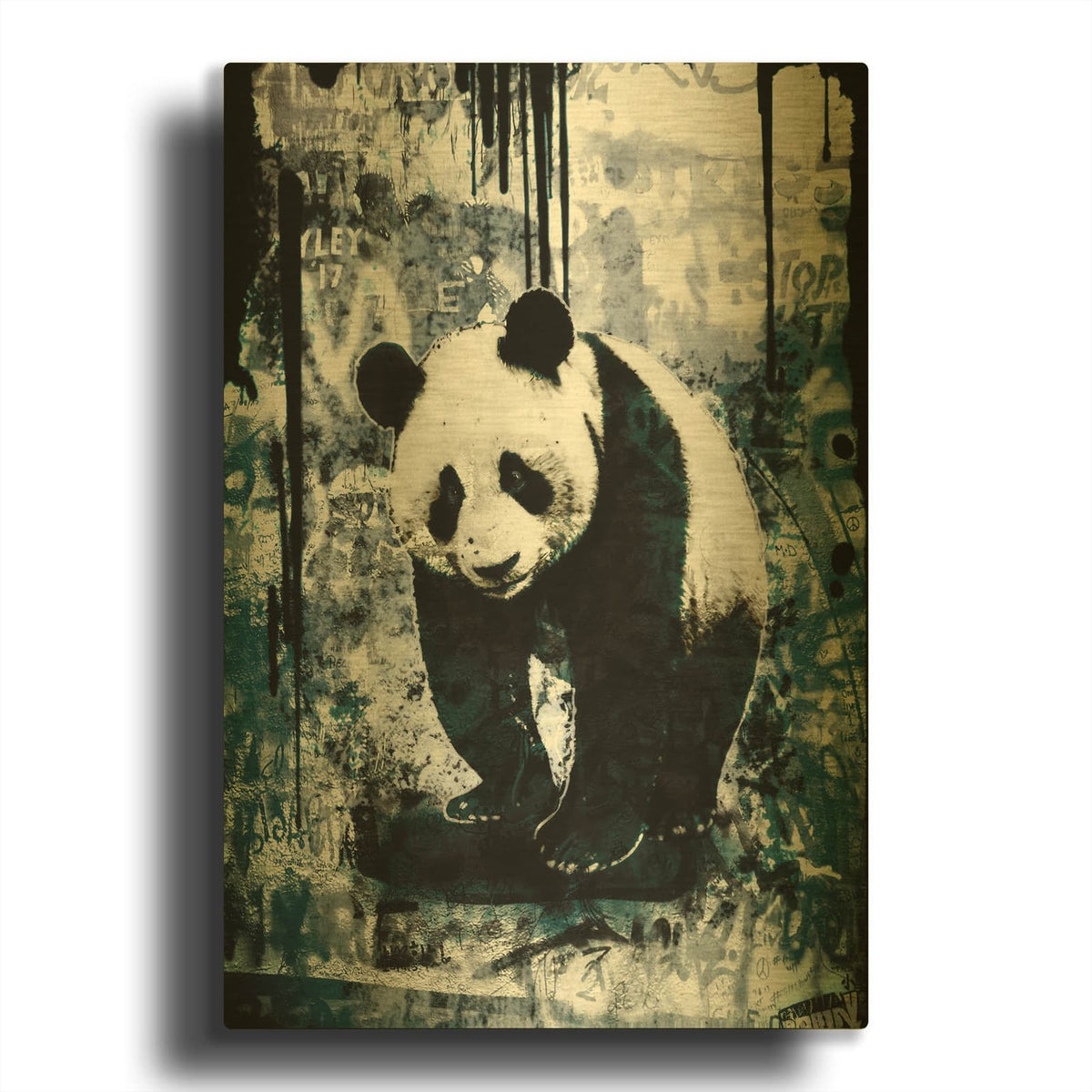 'Wild Street Panda' By Svetlana Aleynikova Gold Metal Wall Art
