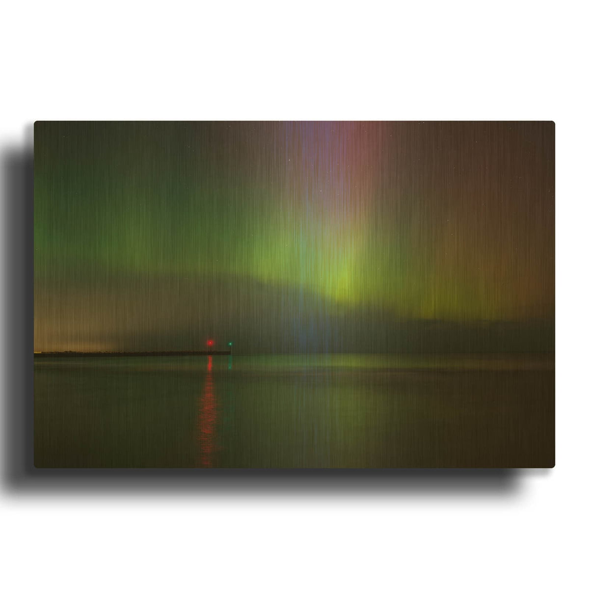 'Aurora Borealis Over Lake Michigan' By Luxe Gold Metal Wall Art