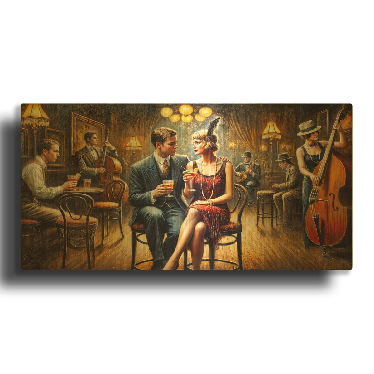 'Chicago Speakeasy' By Rey Klimt Gold Metal Wall Art