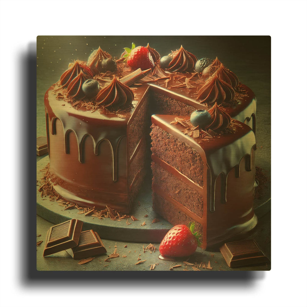 'Chocolate Cake' By Rey Klimt Gold Metal Wall Art
