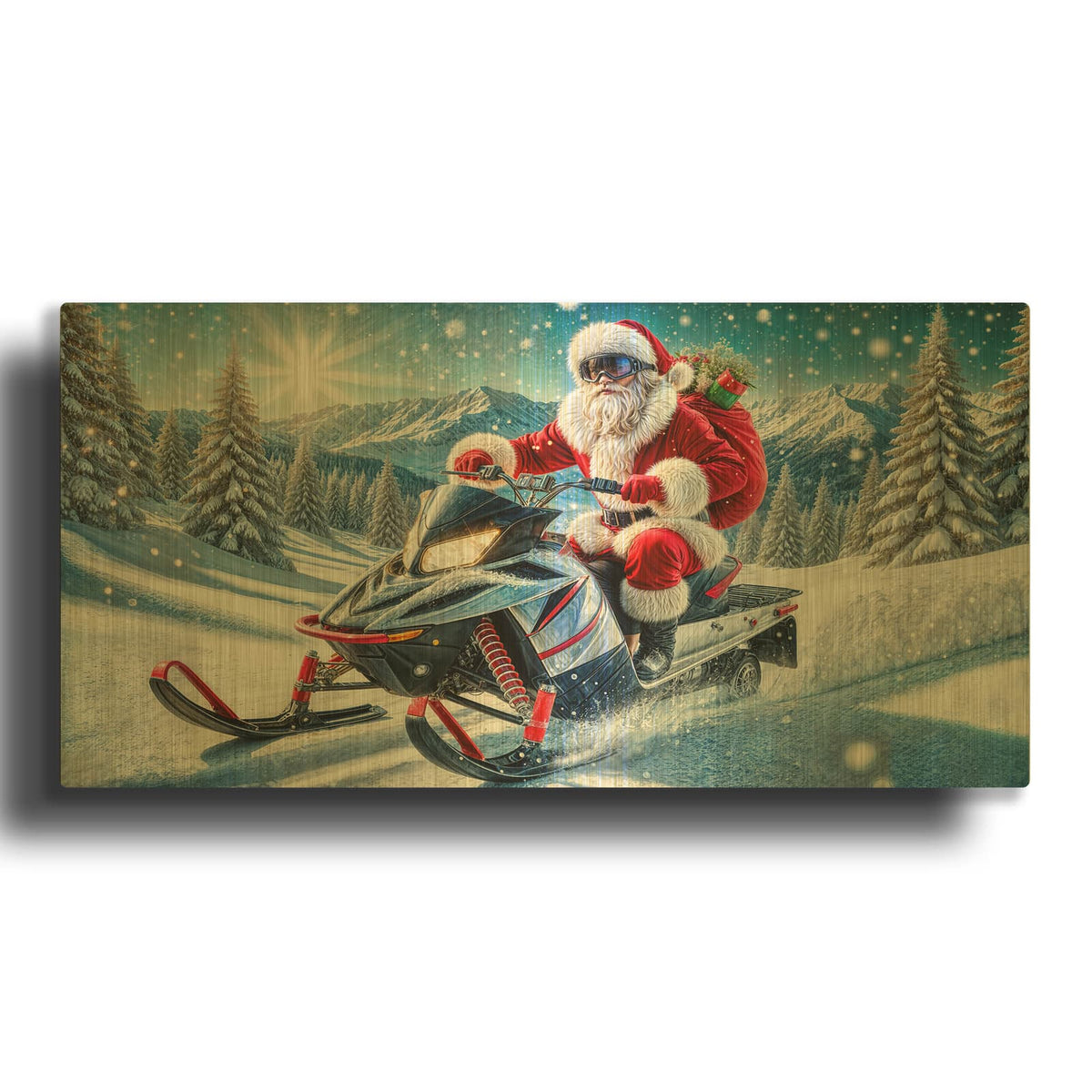 'Contemporary Santa Clause' By Rey Klimt Gold Metal Wall Art