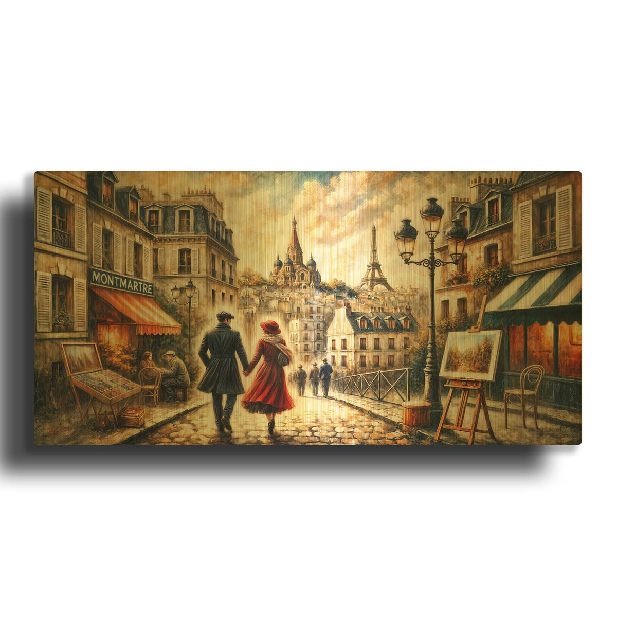 'Date Night Montmartre' By Rey Klimt Gold Metal Wall Art