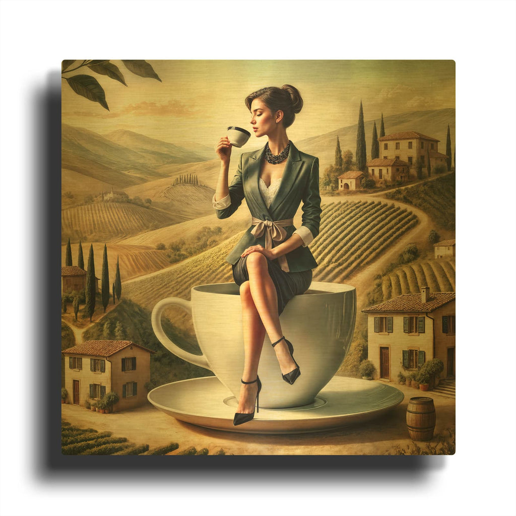 'Double Espresso In Italy' By Rey Klimt Gold Metal Wall Art