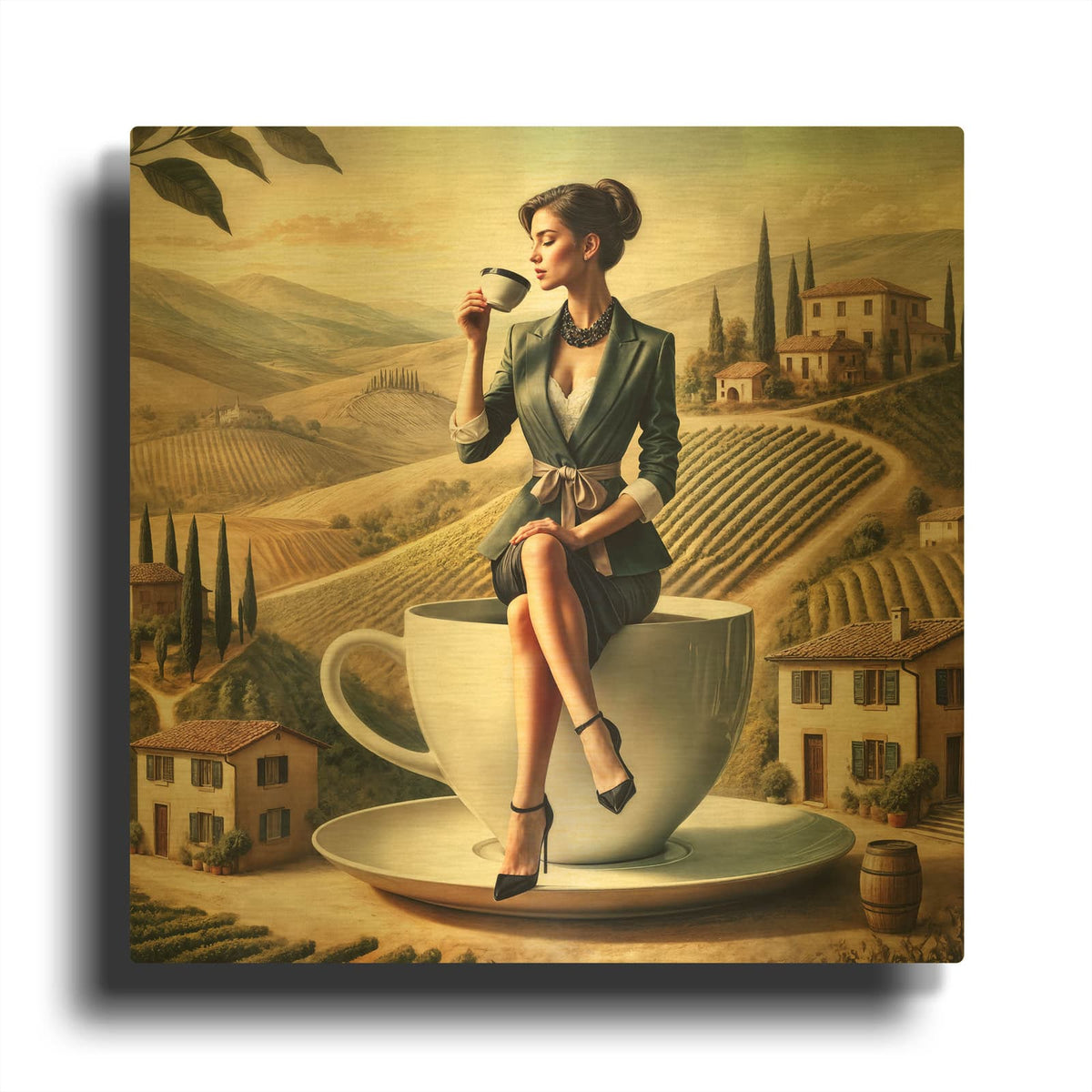 'Double Espresso In Italy' By Rey Klimt Gold Metal Wall Art
