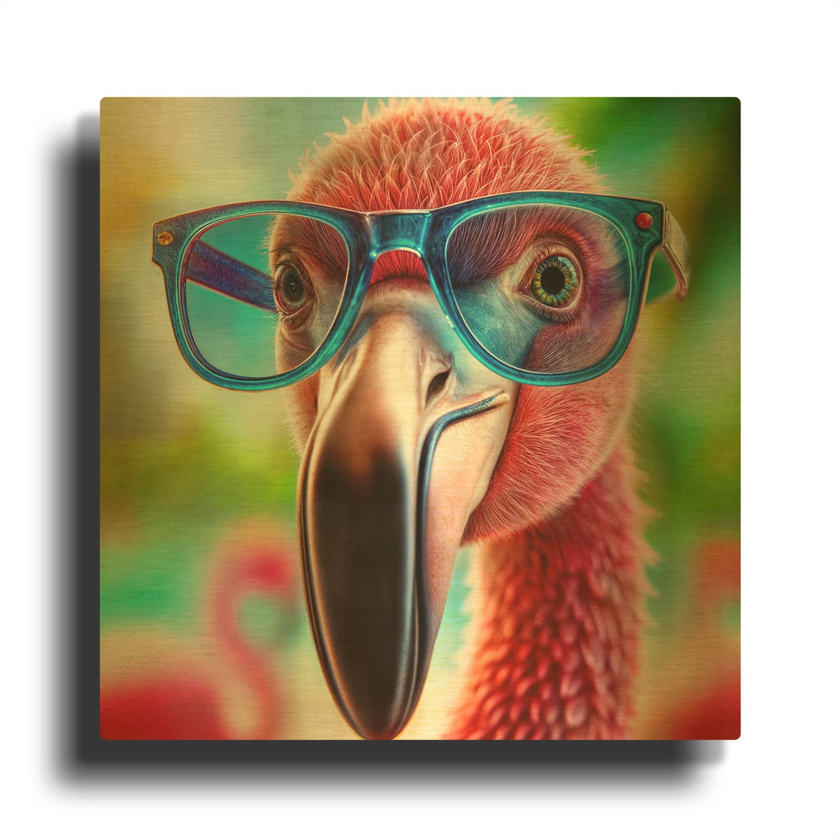 'Flamingo Sunglasses' By Rey Klimt Gold Metal Wall Art