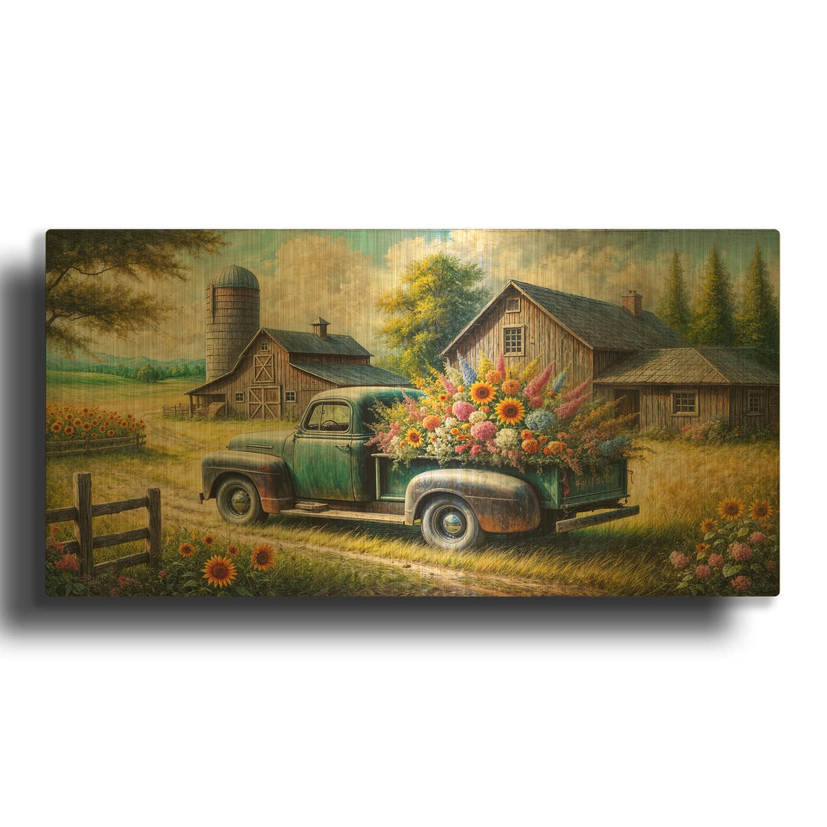 'Flower Farm' By Rey Klimt Gold Metal Wall Art
