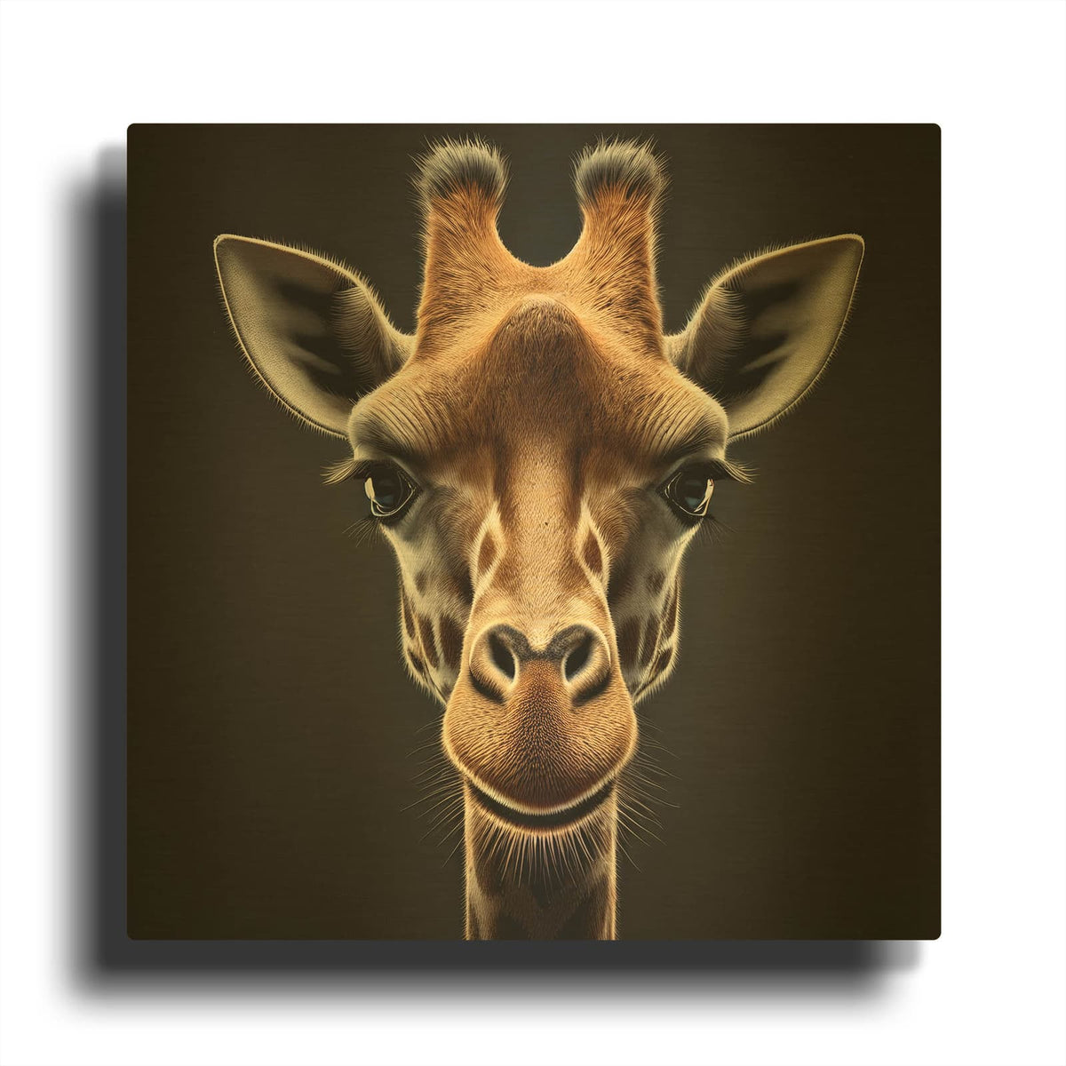 'Giraffe Portrait' By Rey Klimt Gold Metal Wall Art