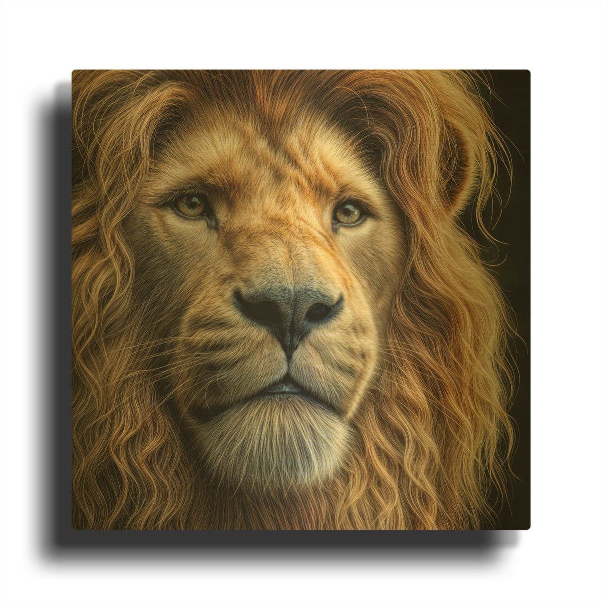 'Lion Portrait' By Rey Klimt Gold Metal Wall Art