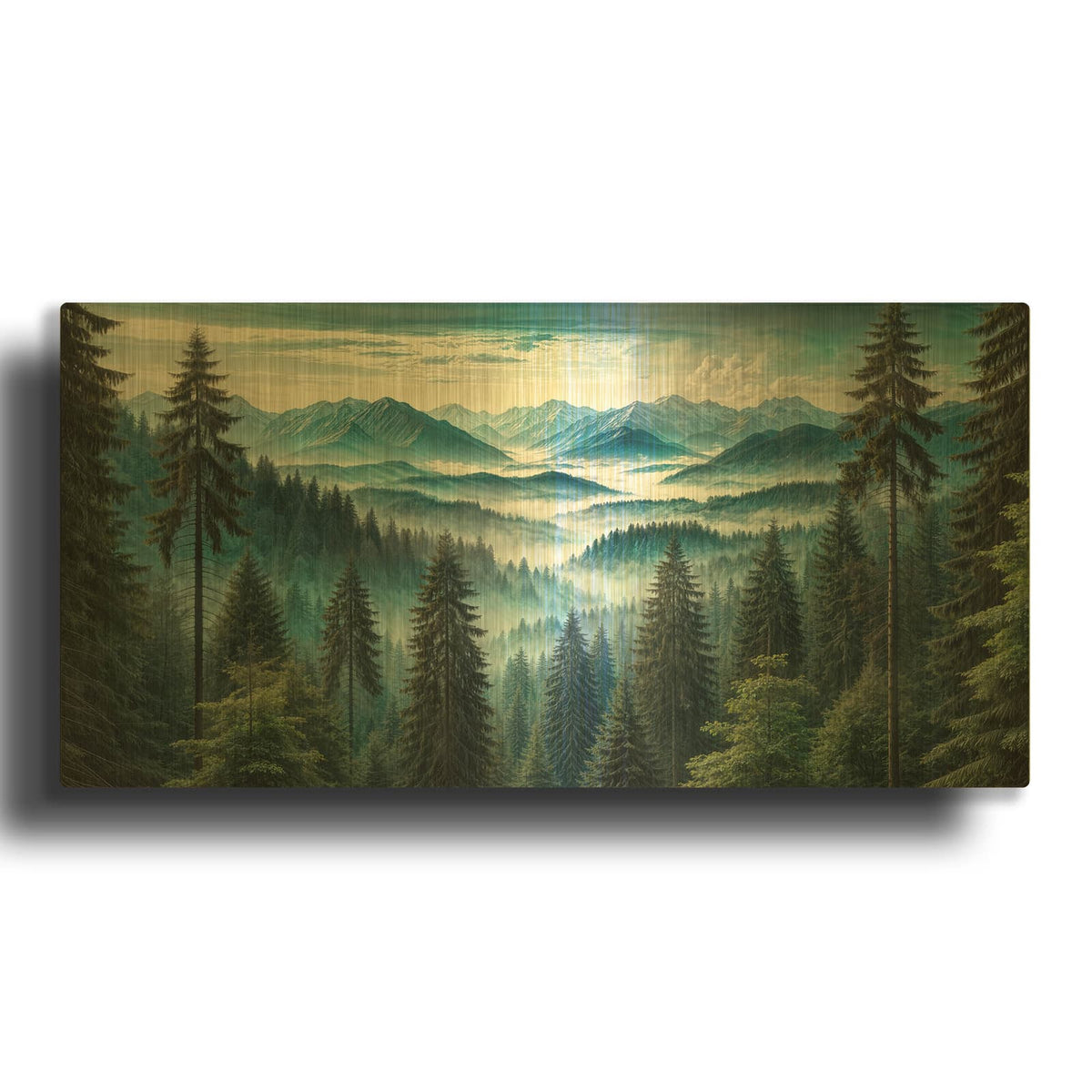 'Mountain View' By Rey Klimt Gold Metal Wall Art