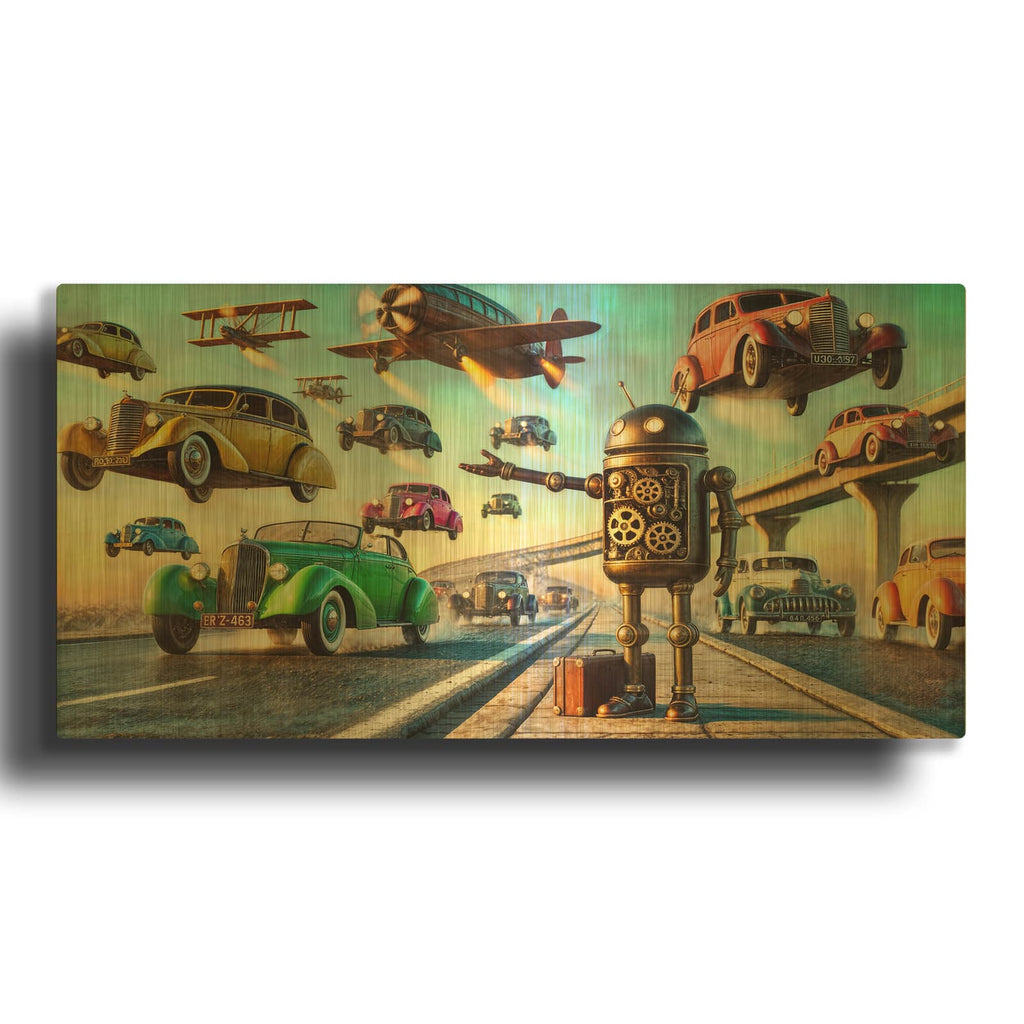 'Need A Ride' By Rey Klimt Gold Metal Wall Art