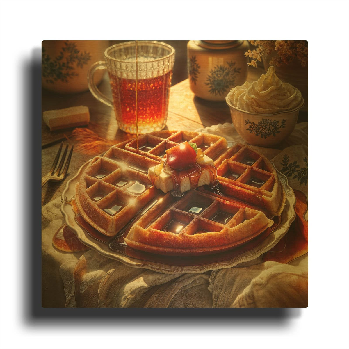 'Pancakes For Breakfast' By Rey Klimt Gold Metal Wall Art