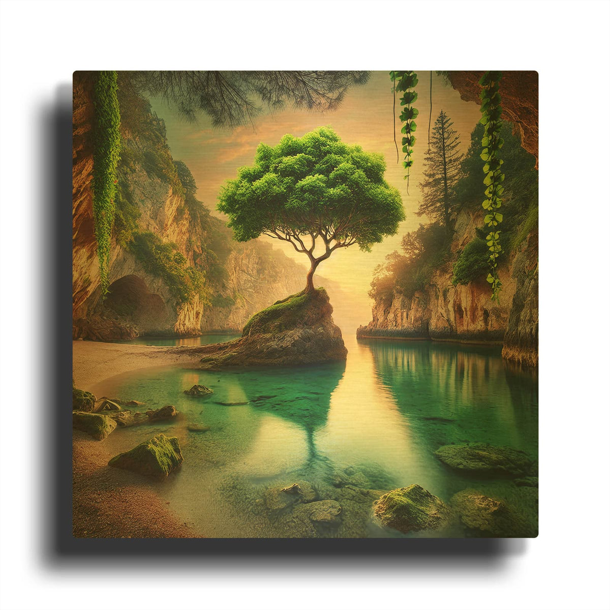 'Paradise Cove' By Rey Klimt Gold Metal Wall Art