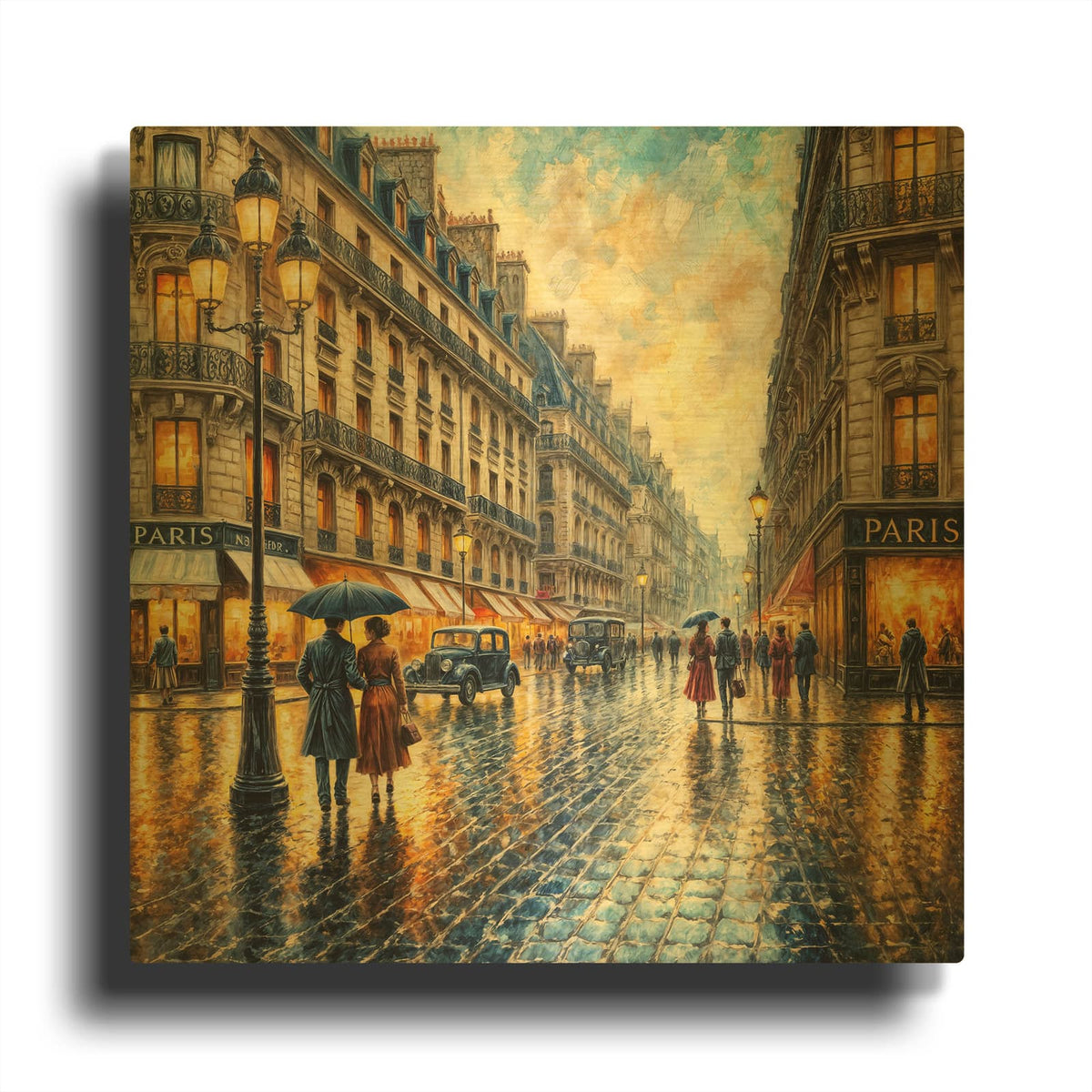 'Rainy Day In Paris' By Rey Klimt Gold Metal Wall Art
