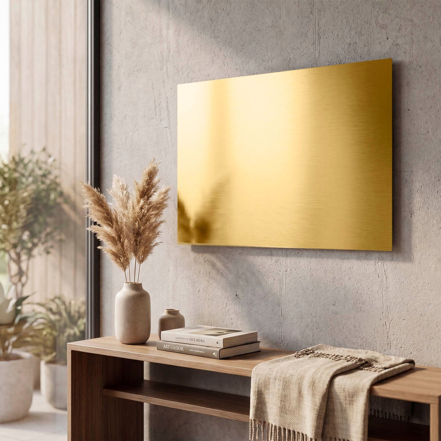 'Beach' By Linda Woods Gold Metal Wall Art