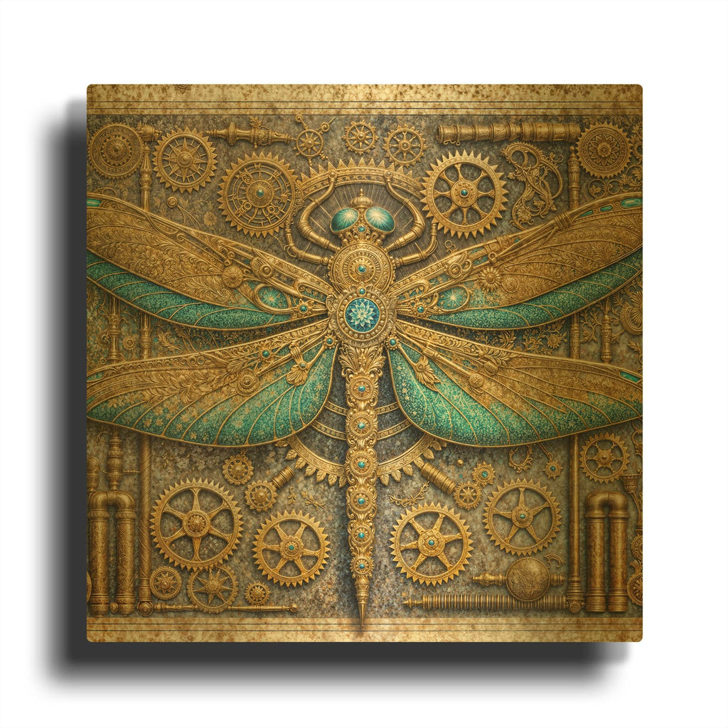 'Steampunk Dragonfly' By Rey Klimt Gold Metal Wall Art