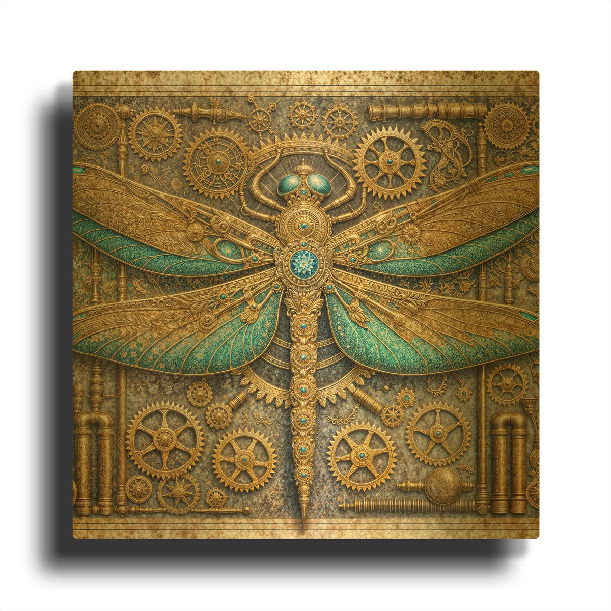 'Steampunk Dragonfly' By Rey Klimt Gold Metal Wall Art