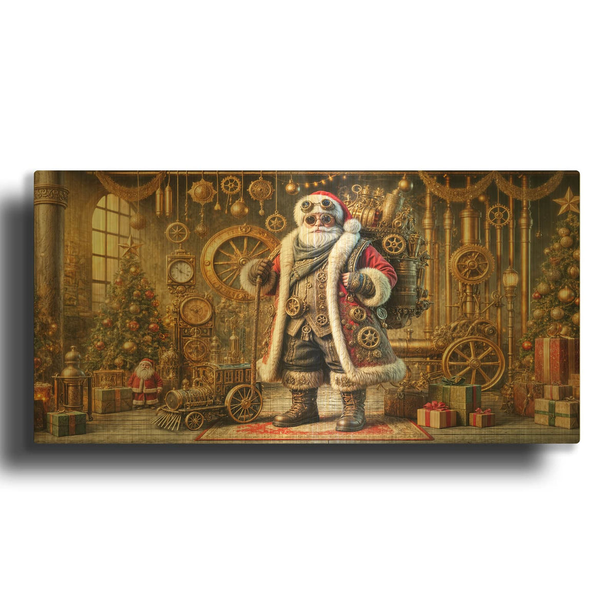 'Steampunk Santa' By Rey Klimt Gold Metal Wall Art