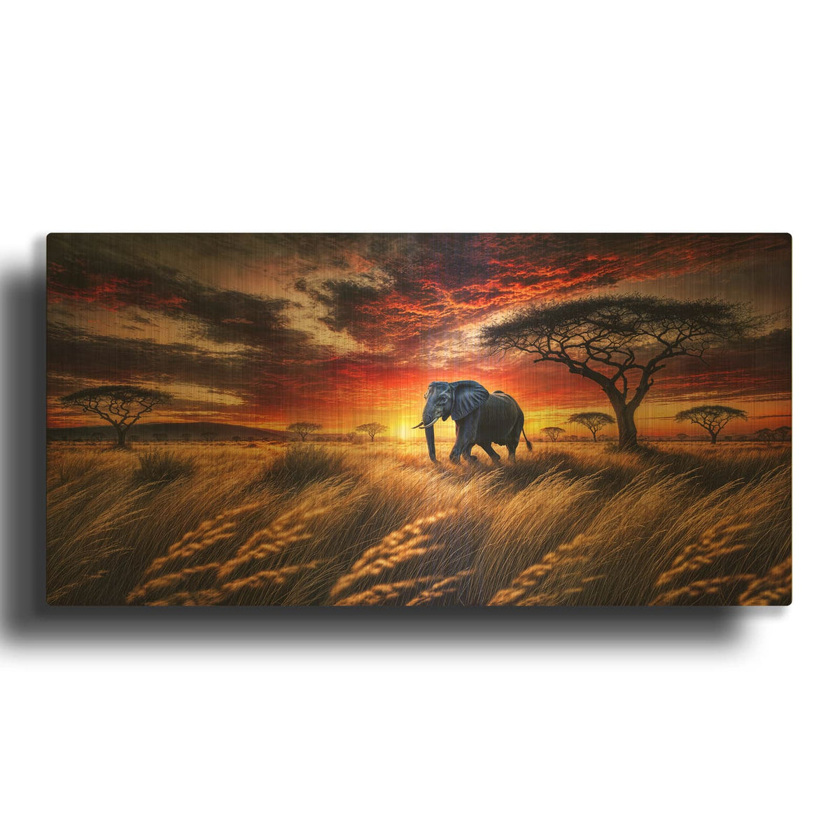 'African Savana - Morning Walk' By Rey Klimt Gold Metal Wall Art