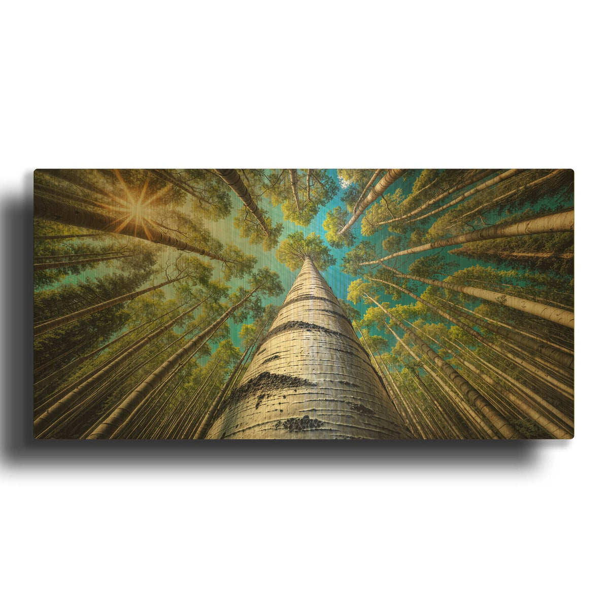 'Aspens To The Sky' By Rey Klimt Gold Metal Wall Art