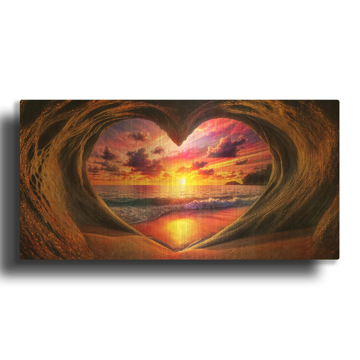 'Beach Love' By Rey Klimt Gold Metal Wall Art