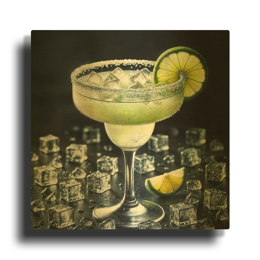 'Classic Margarita Cocktail' By Rey Klimt Gold Metal Wall Art