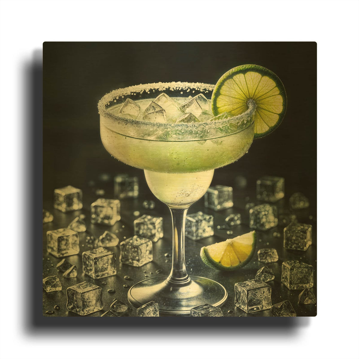 'Classic Margarita Cocktail' By Rey Klimt Gold Metal Wall Art