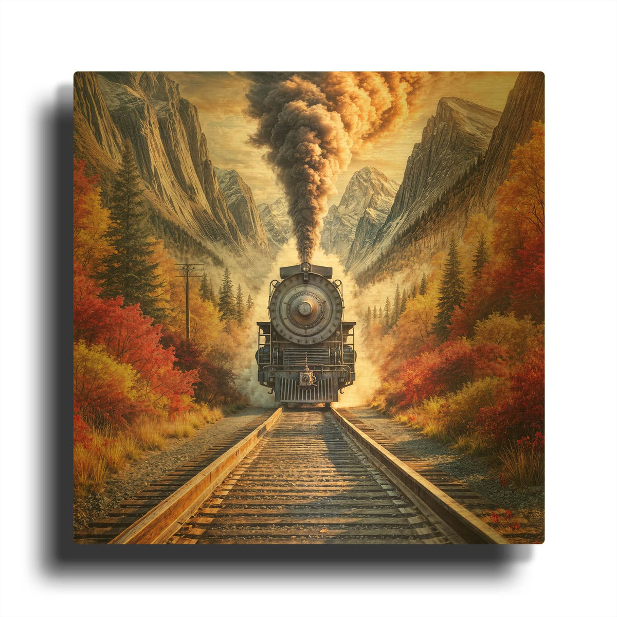'Full Steam Ahead' By Rey Klimt Gold Metal Wall Art