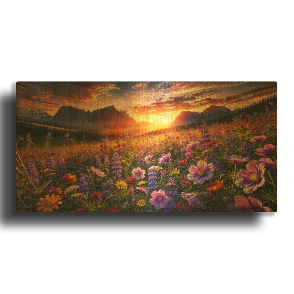 'Magical Meadow' By Rey Klimt Gold Metal Wall Art