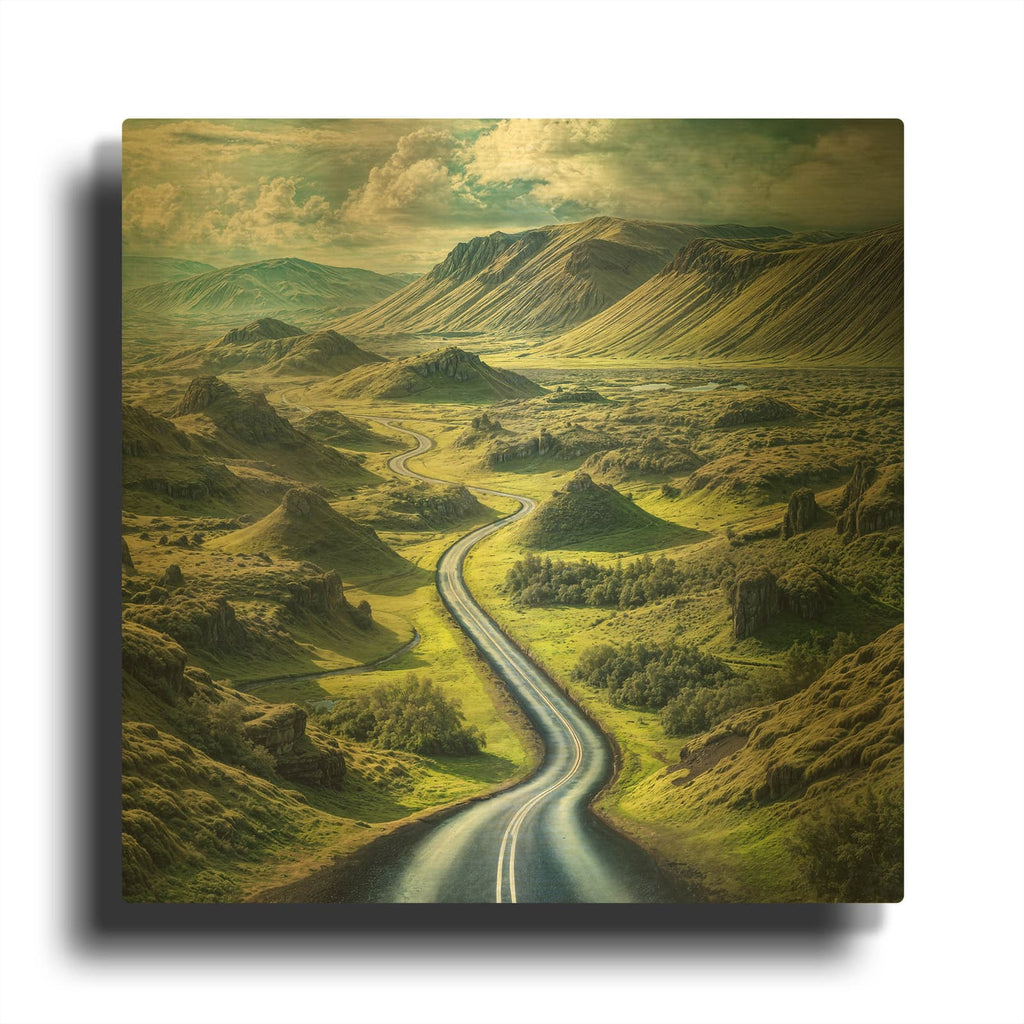 'Road Is Calling' By Rey Klimt Gold Metal Wall Art