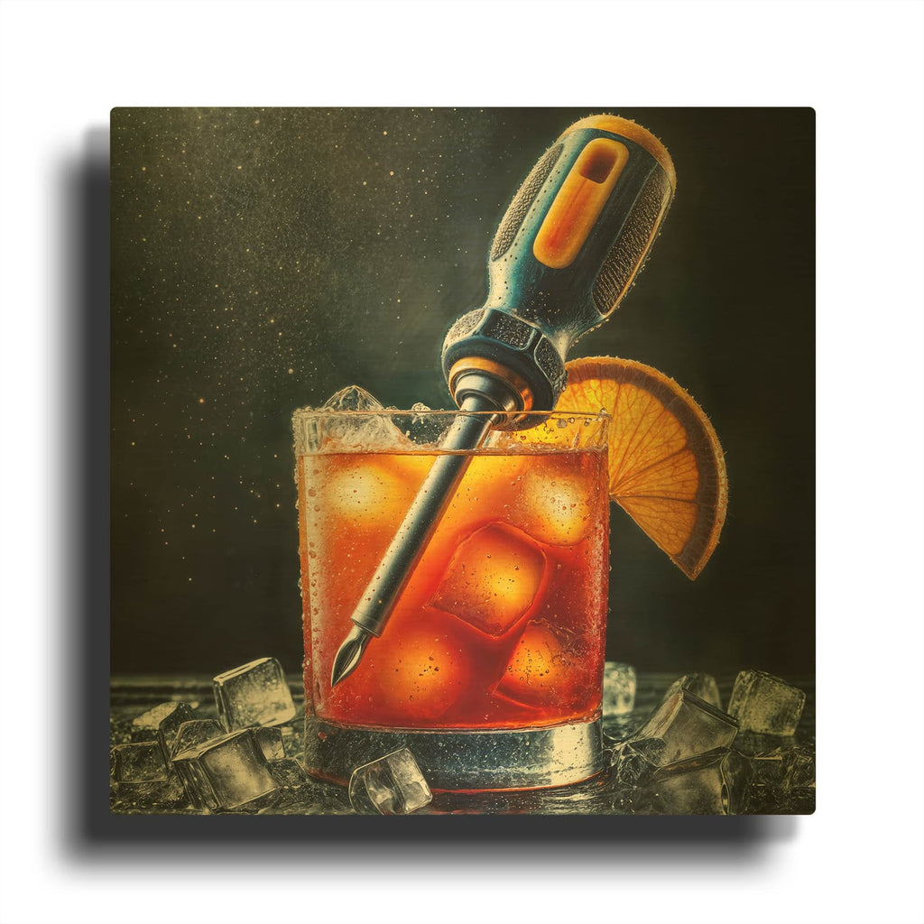 'Screwdriver Cocktail' By Rey Klimt Gold Metal Wall Art