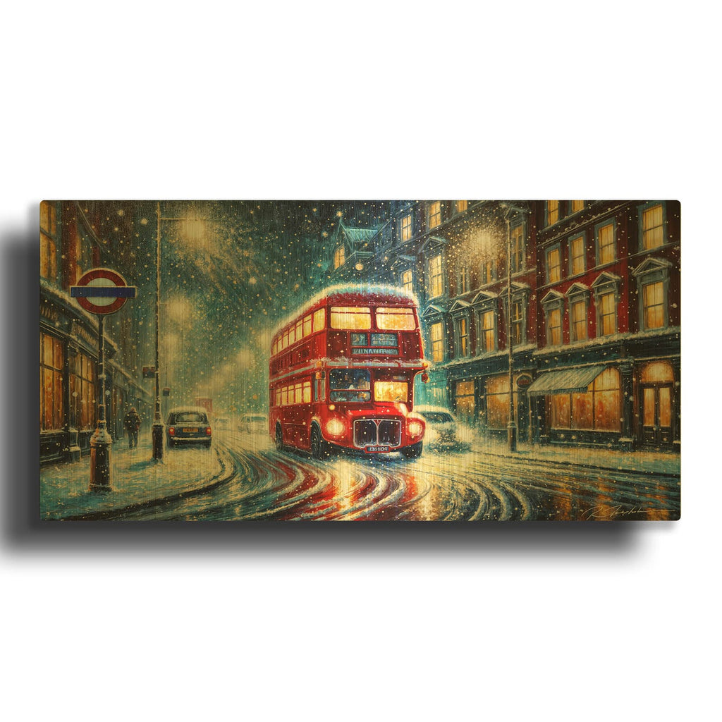 'Snow Night In London' By Rey Klimt Gold Metal Wall Art