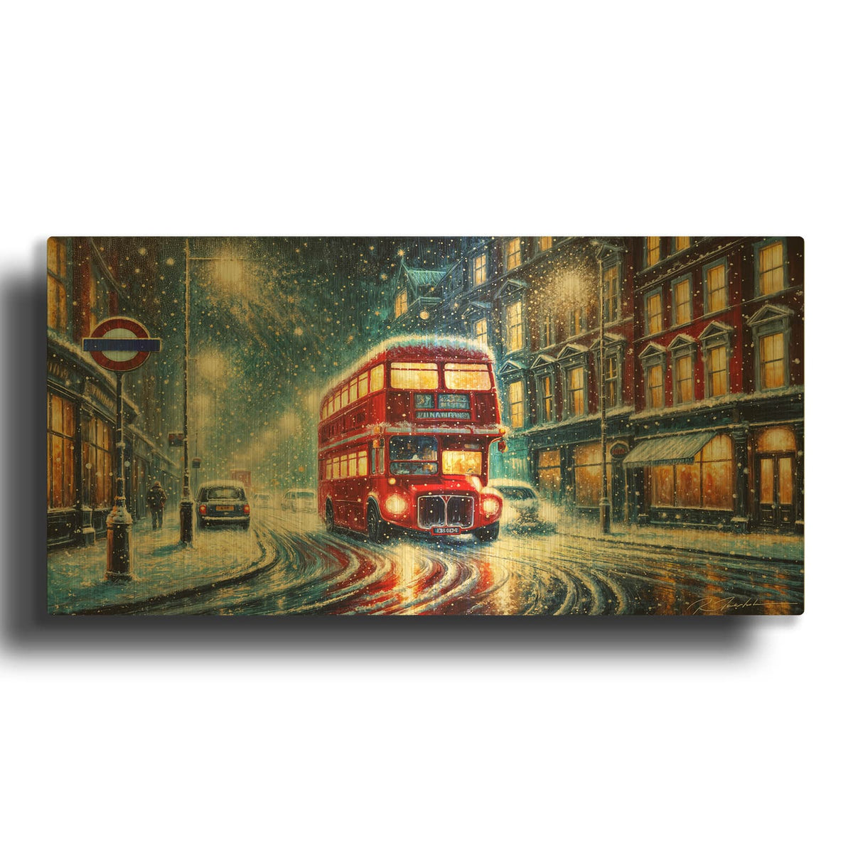 'Snow Night In London' By Rey Klimt Gold Metal Wall Art
