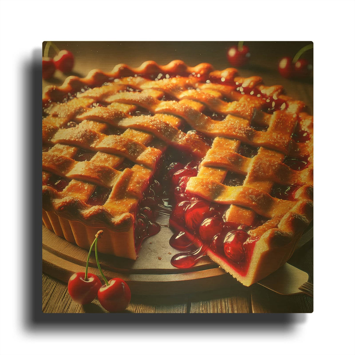 'Cherry pie' By Rey Klimt Gold Metal Wall Art