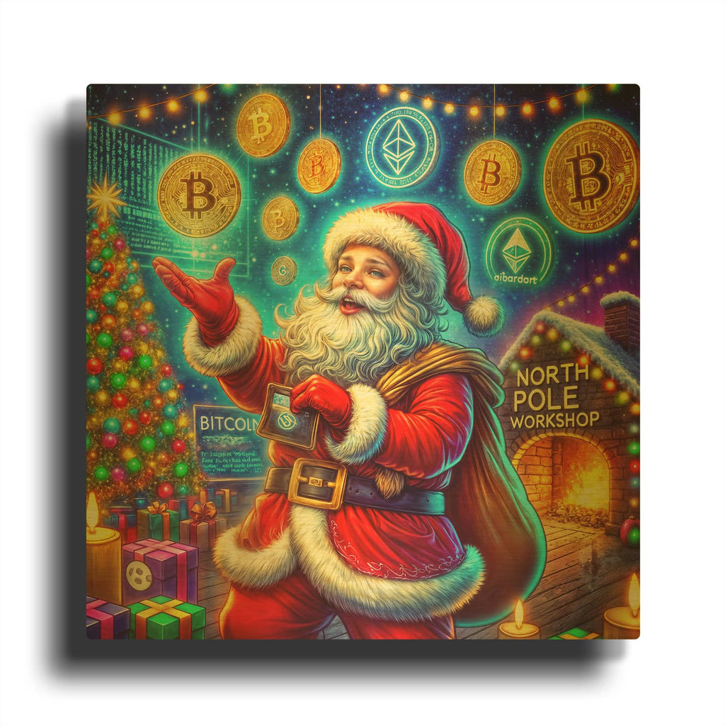 'Christmas' By Rey Klimt Gold Metal Wall Art