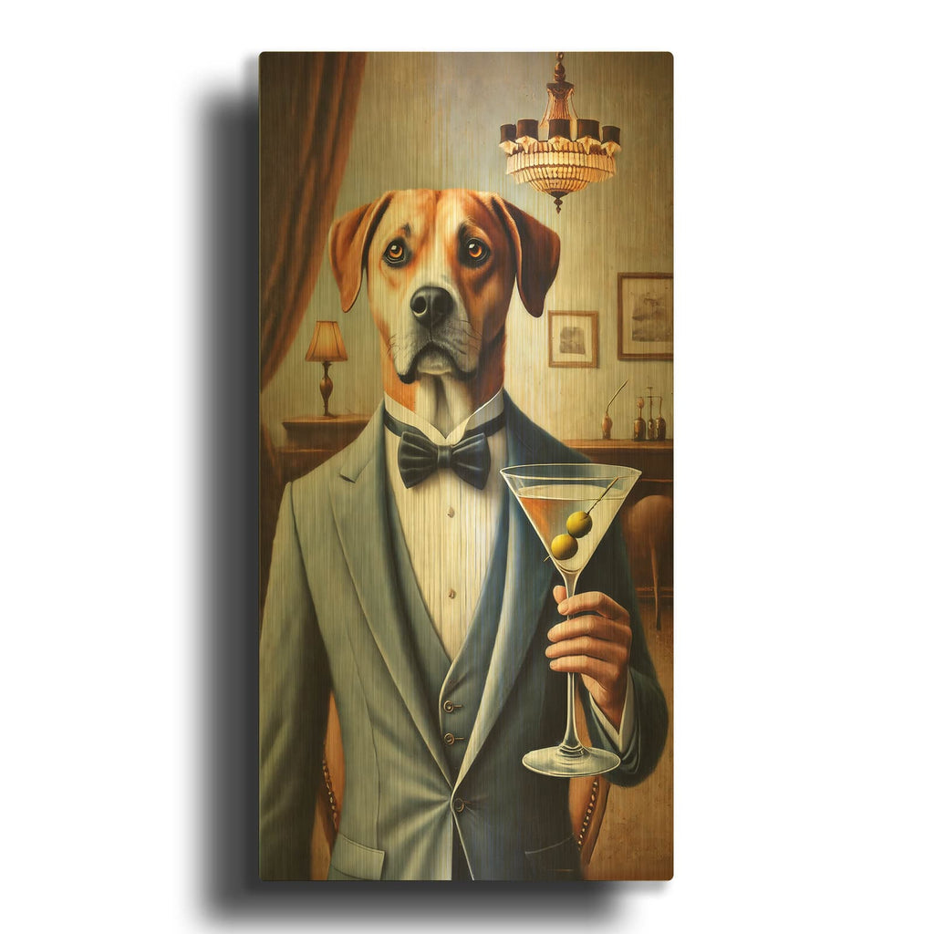 'Dog Martini' By Rey Klimt Gold Metal Wall Art