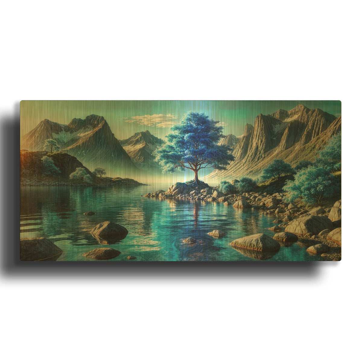 'Place Blue' By Rey Klimt Gold Metal Wall Art