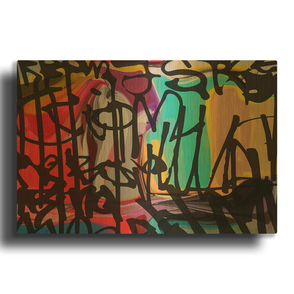 'Abstract Graffiti 6' By Irena Orlov Gold Metal Wall Art