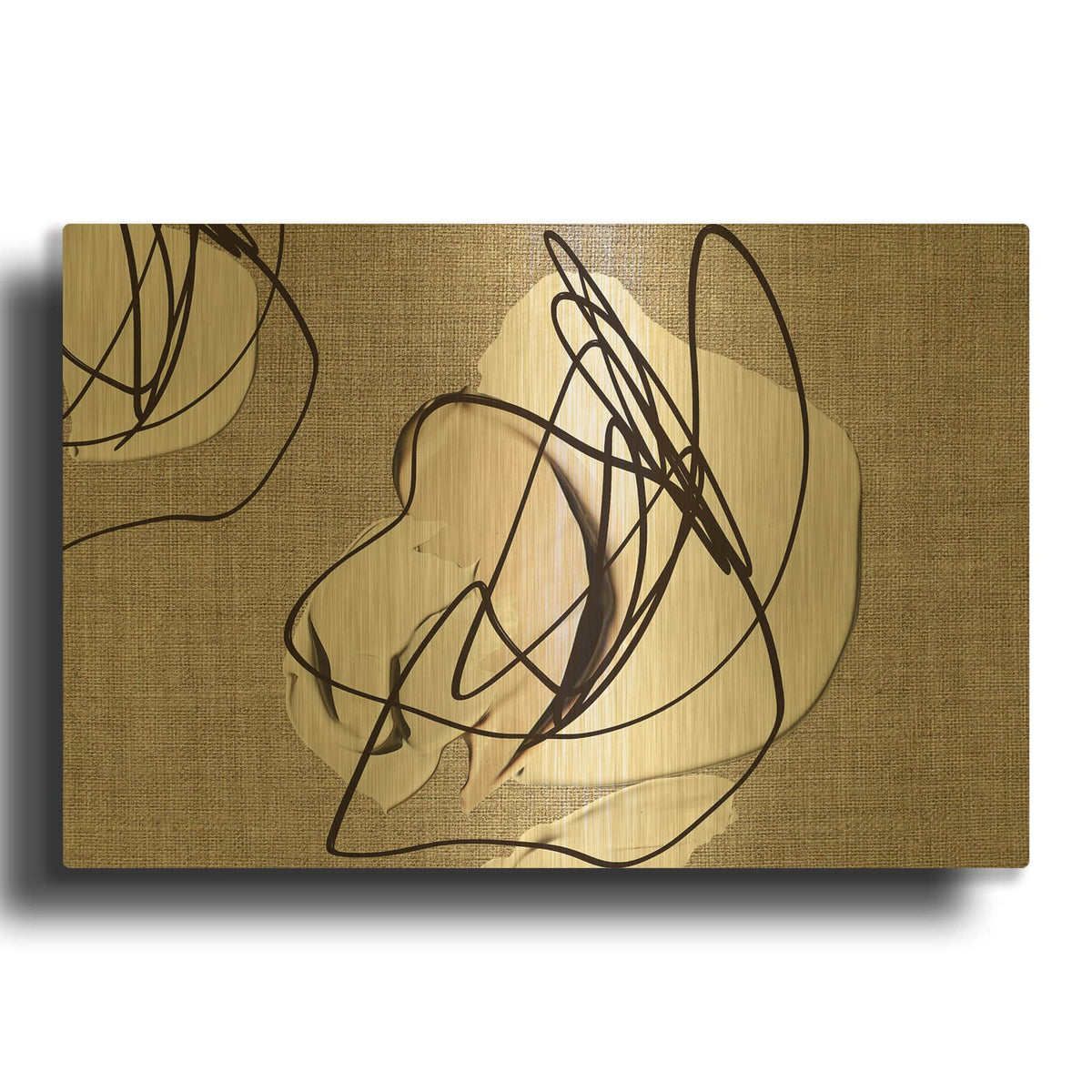 'Abstract Paint Strokes Line Art 28' By Irena Orlov Gold Metal Wall Art