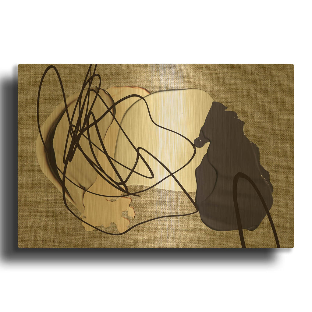'Abstract Paint Strokes Line Art 30' By Irena Orlov Gold Metal Wall Art
